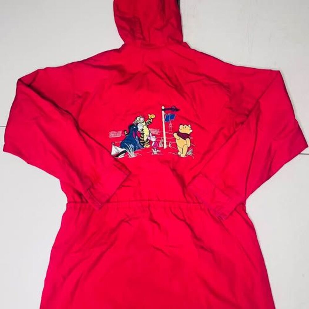 Vintage Disney Winnie The Pooh Embroidered Red Hooded Jacket Parka small